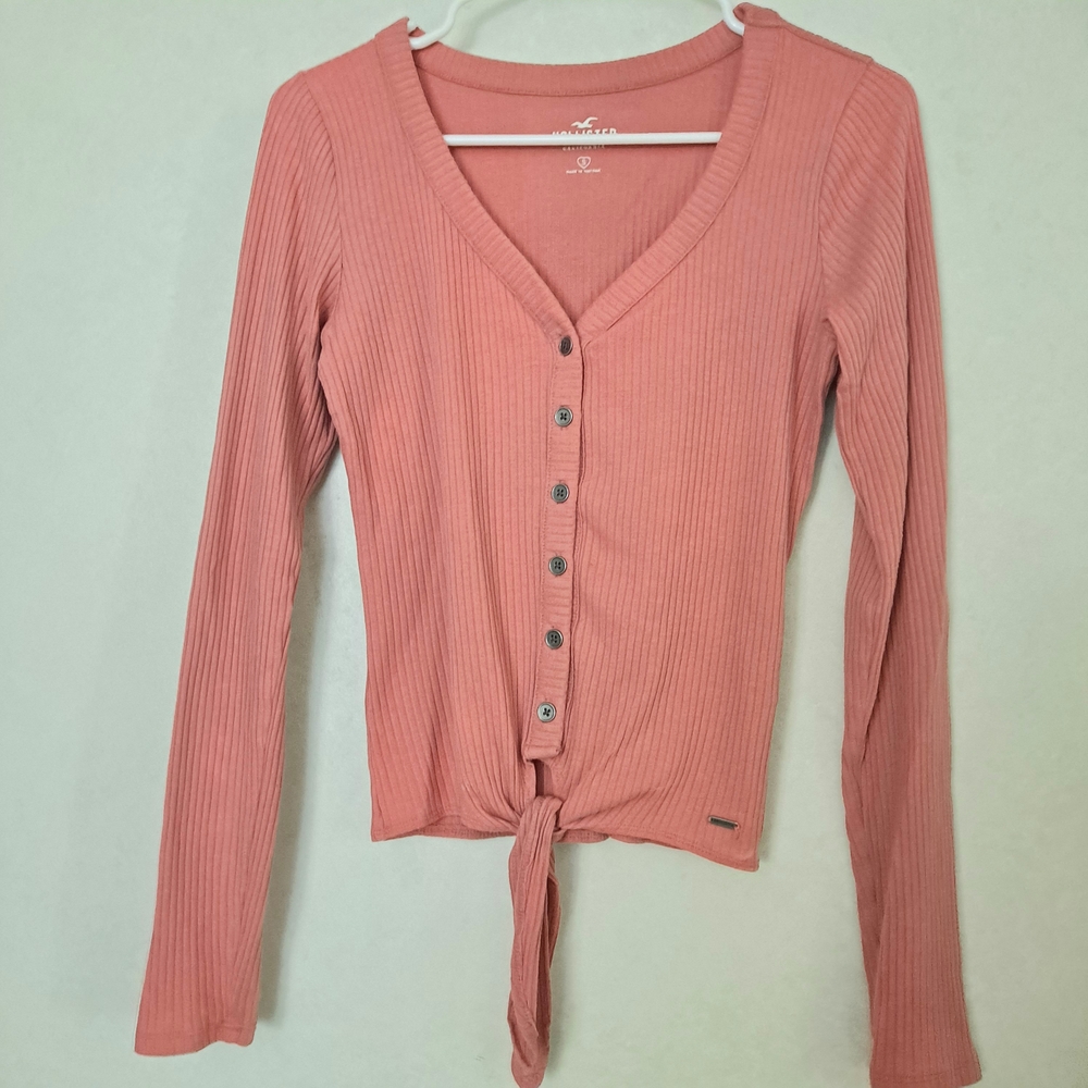 Hollister Pink Long Sleeve Button Down Shirt